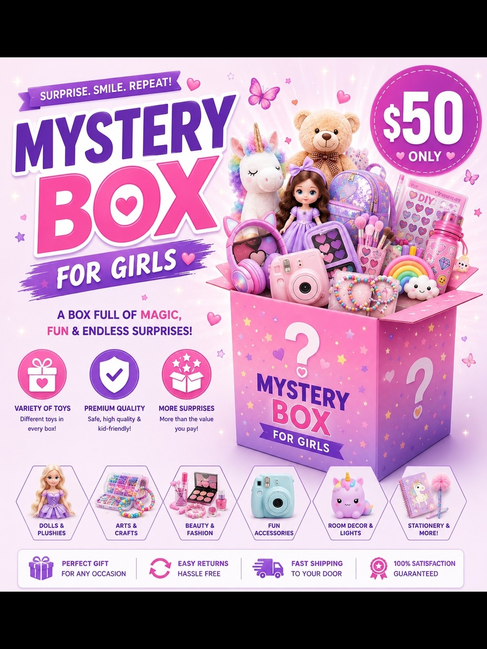 Mystery Box for Girls - Lots Of Surprises Toys Bundle For Girls